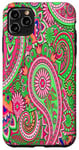 Coque pour iPhone 11 Pro Max Cœur cachemire aux couleurs pastèque vert et rose