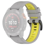 Garmin Fenix 7S/7S Pro/6S etc. Tvåfärgat klockarmband i silikon - Grå/Gul