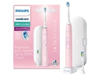 Philips Sonicare ProtectiveClean 5100 Electric Toothbrush with Travel Case, 3 x Cleaning Modes & Additional Toothbrush Head - Pastel Pink (UK 2-pin Bathroom Plug) - HX6856/10
