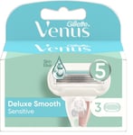 Gillette Venus DELUX SMOOTH SENSITIVE Women's 3 Heads Replacement New