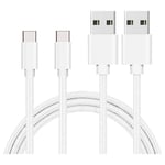Cable USBC pour OnePlus Nord / Nord N100 / Nord N10 5G / Nord CE 5G / Nord N200 5G / Nord 2 5G - Nylon Blanc 1M [LOT 2] Phonillico©