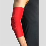 Breathable, Sweat Absorbent 2 Pair Elastic Gym Sport Basketball Arm Sleeve Shooting Crashproof Honeycomb Elbow Support Pads Elbow Protector Guard for Youth/Men/Women (Color : Red, Size : XL)