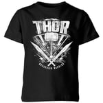 T-Shirt Enfant Marvel - Thor Ragnarok - Logo du Marteau de Thor - Noir - 11-12 ans