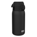 Ion8 Insulated Steel Water Bottle, 320 ml/11 oz, Leak Proof, Easy to Open, Secure Lock, Dishwasher Safe, Carry Handle, Hygienic Flip Cover, Metal Water Bottle, Durable Stainless Steel, Black