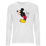 Disney Mickey Mouse Mickey Split Kiss Men's Long Sleeve T-Shirt - White - L - White