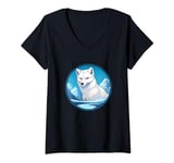 Womens Arctic Fox Artic Animals Cute Artic Fox Lover V-Neck T-Shirt