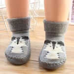 Newborn Baby Kids Animal Printed Middle Length Tube Soft Socks Gray 14cm
