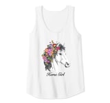 Womens Horse Head with Flowers HORSE GIRL Tank Top