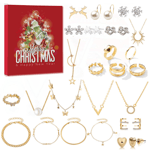 Smyckesjulkalender för Kvinnor 24 Dagars Överraskningar med Halsband Örhängen Ringar Armband Anklet Smyckeskalender för Flickvän a