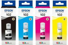 Original 4 x Epson 102 Ecotank Ink Multipack Black /Cyan /Magenta /Yellow