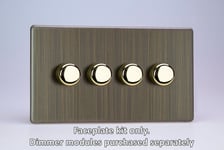 Varilight WDYD4S.AB Screwless Antique Brass Matrix 4 Gang Dimmer Kit inc Knobs