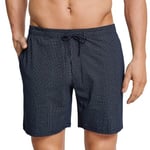 Schiesser Mix and Relax Jersey Long Boxer 3XL-5XL Blå Mönstrad bomull 4XL Herr