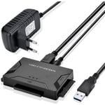 Xingfu-USB Disque Dur Adaptateur USB 30 vers IDE SATA Cable USB 1m pour 25 35 IDE SATA HDD SSD avec Adaptateur Alimentation Externe