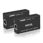 EASYCEL 60M HDMI Extender(Transmitter and Receiver) Over signle RJ45 cat5e Cat6 Cat7 Ethernet Cables Up to 196ft(60m), Supports 1080p 3D HDCP EDID for PC/Laptop, DVD, Sky, PS3, PS4, HD camera