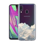 ZhuoFan Samsung Galaxy A40 Case, Phone Case Transparent Clear with Pattern Ultra Slim Shockproof Soft Gel TPU Silicone Back Cover Bumper Skin for Samsung Galaxy A40 Smartphone (Snow mountain)