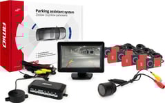 Amio 4,3" Tft Parkeringssensorer Med Hd-301-Ir Kamera 4 Interne Sorteringssensorer
