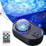 Galaxy Light Projector, QEMVVEW Remote Ocean Wave Sky Star Night Light Projector, Bluetooth Music Speaker Lamp for Home Party Bedroom Garage (Black)