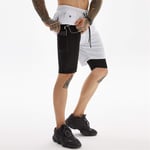 N-brand Pantalon de sport à séchage rapide pour homme - Double couche - Blanc - Taille M