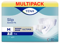 63x Tena Slip Active Fit Ultima Medium|PE Backed|3728 ml Absorbency|3 Pcks of 21