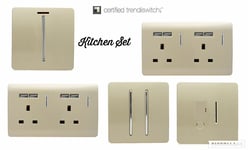 Trendi Switch Modern Glossy Switches/Sockets Kitchen Trade/Multi Buy Pack Gold