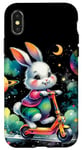 Coque pour iPhone X/XS Bunny Riding Trottinette électrique Motif lapin