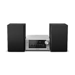 Panasonic SC-PM702EB-S Neat Micro Hi-Fi Compact Stereo System with CD, DAB+/FM Radio, USB and Bluetooth, 80W Speakers, Bass Control, Silver.