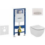 Duofix - Bâti-support pour wc suspendu avec plaque de déclenchement Sigma50, blanc alpin+ Ideal Standard Tesi - cuvette et abattant, Aquablade,