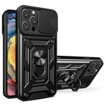 Camera Protection Case with Ring Holder for iPhone 14 Pro Max cover - Sort