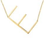 Stort initialt halsband i rostfritt stål Big Letter Script Namn Monogram Pendant Halsband för kvinnor Present (från alfabetet 26 A-z)