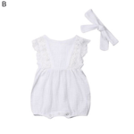 Summer Newborn Baby Girl Lace Bow Romper Bodysuit Jumpsuit White 80cm