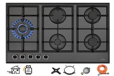 Phoenix PG-901LT Gas Hob Glass Gas Cooker 5 Lamps Autark Propane/Gas, H-Gas