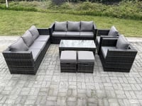 Outdoor Rattan Garden Furniture Lounge Sofa Set With Oblong Rectagular 2 PC Arm Chair