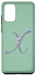 Galaxy S20+ Green Elegant Lavender and Pearl Monogram Letter X Case