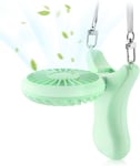 PANGHU Necklace Fan 90deg; Rotating Free Adjustment, Mini Portable USB Personal Fan 3 Setting, Cooling Folding Electric Fan Rechargeable Battery, Handheld Fan for Outdoor Event, Travel, Green