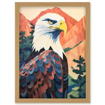 Majestic Bald Eagle Forest Mountain Landscape Graphic Artwork Framed Wall Art Print A4