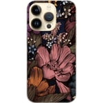 Apple iPhone 15 Pro Transparent Mobilskal Tecknade blommor