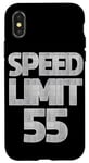 Coque pour iPhone X/XS Panneau de limitation de vitesse pour 55e anniversaire femme homme conduite drôle 55 mph
