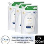 Dove Moisturising Liquid Hand Wash Eco-Refill for Instantly Soft Skin 500ml, 3pk