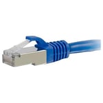 C2G 0,3 m (roulé blindé Cat. 6 A SSTP, câble de réseau Patch, Couleur : Noir Bleu Blu - blu 0.3M