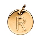 Bokstavshänge cirkel R – Ø12 mm, mässing pläterat med 9 karat guld