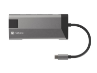 NATEC Fowler Plus, USB Type-C, Svart, Grå, MicroSD (TransFlash), MicroSDHC, MicroSDXC, SD, SDHC, Micro-USB, RJ-45, USB 3.2 Gen 1 (3.1 Gen 1) Type-A, Akrylnitrilbutadienstyren (ABS), Gjuten aluminium, Plast, USB