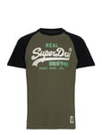 Vintage Vl Heritage Rgln Tee Tops T-shirts Short-sleeved Khaki Green Superdry