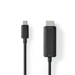 Nedis USB-C™ Adapter | USB 3.2 Gen 1 | USB-C™ Hane | HDMI™ Kontakt | 4K@60Hz | 2.00 m | Rund | Nickelplaterad | PVC | Svart | Låda
