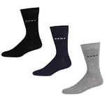 DKNY Men's Cotton Plain Dress Sock, Smart Designer Socks in Black/Navy/Grey, Multi Pack of 3, One Size UK 7-11