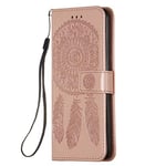 LMFULMÂ® Case for Samsung Galaxy A50 / SM-A505 (6.4 Inch) PU Leather Cover Magnetic Wallet Case Phone Protective Case Double-Sided Embossing Design Stent Function Flip Case Rose Gold