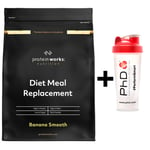 Diet Meal Replacement Powder Banana Smooth 1KG + PhD Shaker DATED AUG/2023