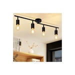 Plafonnier Noir Spot de plafond à 4 flammes - E27 Couloir Spot de plafond Vintage Plafonnier orientable 350° Spots industriels lampe de cuisine pour