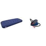 Milestone Camping 88000 Flocked Single Airbed/Easy Inflate & Intex Outdoor Foot Pump available in Multi - Coloured - Size 28 cm