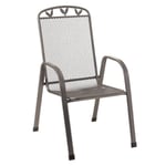 greemotion Chaise de jardin empilable Toulouse– Chaise avec accoudoir grise – Fauteuil extérieur confortable – Chaise empilable pour le jardin – Fauteuil extérieur design – Chaise de jardin métal