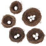 GLAITC Mini Bird Nests, Easter Bird Nests with Eggs Artificial Nest Natural Bird Nest Foam Eggs Ornaments Decorative Bird Nest for Crafts Home Party Easter Decoration, 5 Pcs